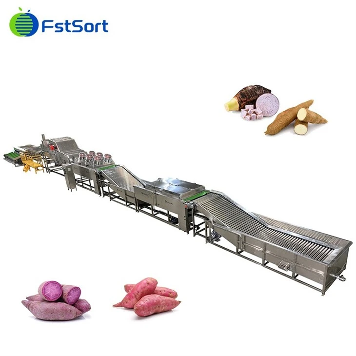 Volledige automatische zöete aardappelwas, droog, reiniging, verwèrking, sorteermachine
